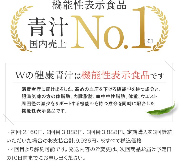 今話題のWの健康青汁 驚きの高評価